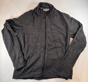 Athleta Heartbeat Hope Jacket Women XL Black Gray Zig Zag Jacquard Full Zip Mock